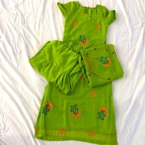 Traditional Indian bright green Punjabi suit set